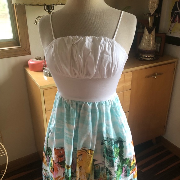 SOLD Retro Dress Bicycle Novelty Print Babydoll - Picture 5 of 7